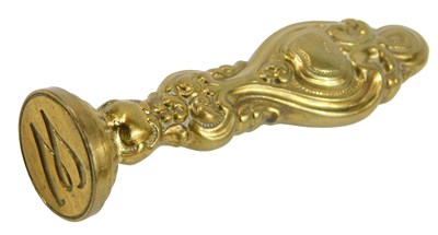 Lot 241 - A 19thC style gilt brass seal, with a circular...