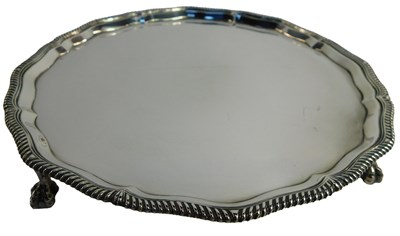 Lot 12 - A Victorian silver salver, of piecrust form...