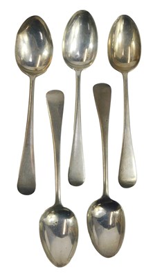 Lot 282 - Five Victorian Old English pattern silver...