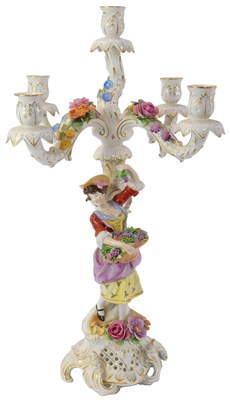 Lot 293 - A German Schierholz porcelain five branch...