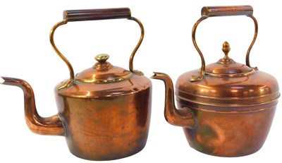 Lot 295 - Two Victorian copper kettles, 30cm high and...