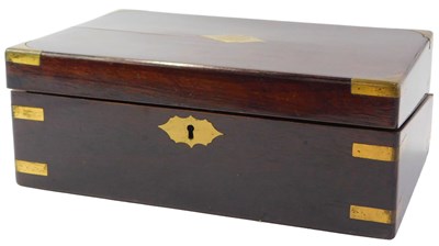 Lot 319 - A Victorian rosewood and brass bound writing...