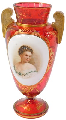 Lot 24 - A late 19thC Continental cranberry glass...