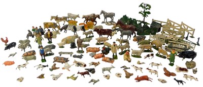 Lot 331 - A group of 20thC painted lead farmyard animals,...