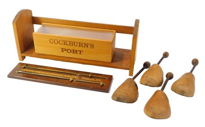 Lot 334 - A group of treen, to include a Cockburns port...
