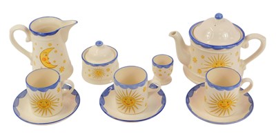 Lot 2018 - A Zeller Fayencerie pottery part tea service,...