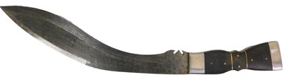 Lot 377 - A Middle Eastern kukri, the curved steel blade...