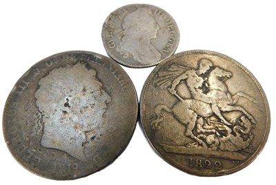 Lot 381 - George III and IV crowns, dated 1819 and 1822,...