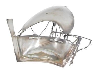 Lot 1314 - A Continental white metal model of a Dhow,...