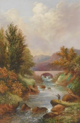 Lot 391 - T Lawley (19thC School). River fishing scene,...