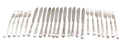 Lot 1324 - An associated set of six fish knives and forks,...