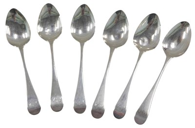Lot 1325 - A set of six George IV silver Old English...