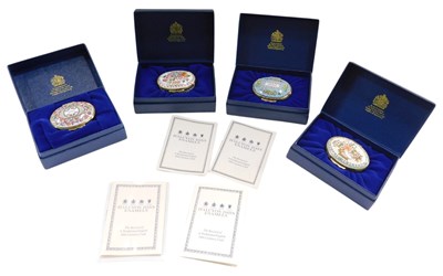Lot 1358 - Four Halcyon Days enamel calendar boxes, for...
