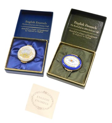 Lot 1361 - Two Crummles enamel boxes, for the wedding of...
