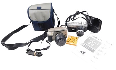 Lot 1369 - An Olympus Pen F camera, and another camera. (2)