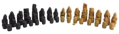 Lot 1423 - A Studio type resin chess set, decorated with...