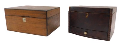 Lot 1449 - A 19thC mahogany bow fronted workbox, with...