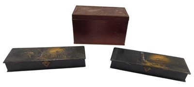 Lot 1461 - Two similar papier mache glove boxes, each...