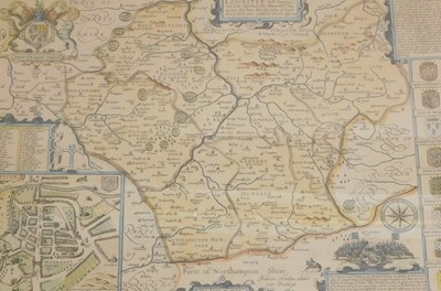 Lot 1477 - A reproduction coloured map of Leicestershire,...