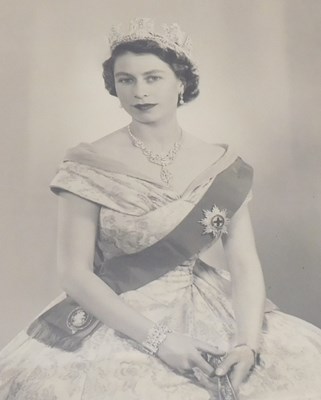 Lot 1481 - A black and white photograph of Queen...