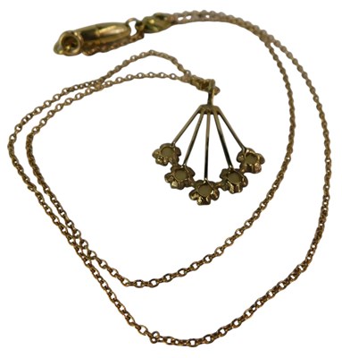 Lot 82 - A 9ct gold pendant, set with five seed pearls,...