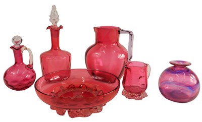 Lot 1507 - A collection of cranberry glass, to include...