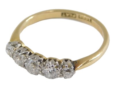 Lot 1012 - A diamond five stone ring, set with rose cut...