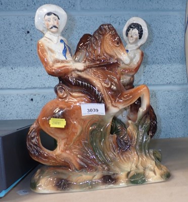 Lot 3039 - A pair of 19thC Staffordshire style figures,...