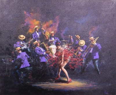Lot 37 - Alan King (1946-2013). Chicago Knight, oil on...