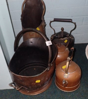 Lot 3029 - A group of copper ware, to include a coal...