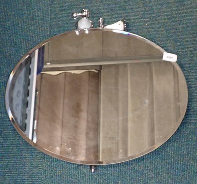 Lot 3097 - A wall mounted oval bathroom mirror, 50cm x 41cm.