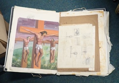 Lot 3125 - A folio containing various pencil and other...
