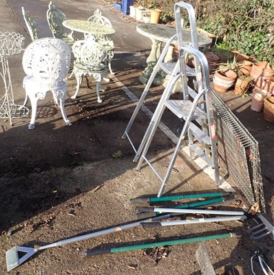 Lot 2597 - Two A frame step ladders, together with...