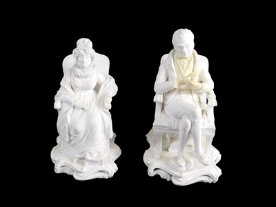 Lot 480 - A pair of 19thC Parian figures, modelled in...