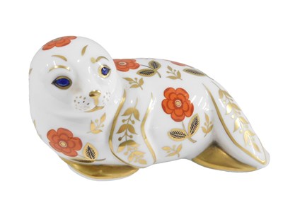 Lot 489 - A Royal Crown Derby seal paperweight, unmarked,...