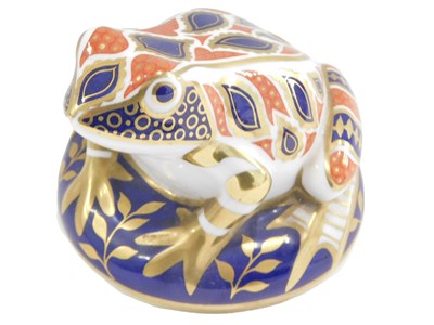 Lot 492 - A Royal Crown Derby porcelain frog paperweight,...
