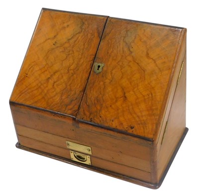Lot 498 - A late Victorian walnut stationary box, the...