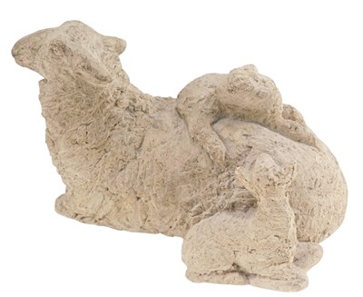 Lot 502 - Juliet Simpson. Lying Ewe with Lambs, studio...