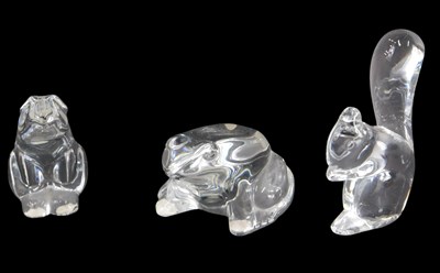 Lot 520 - Three Sevres Art Glass paperweights, modelled...