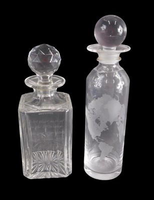 Lot 522 - A square section cut glass decanter and...