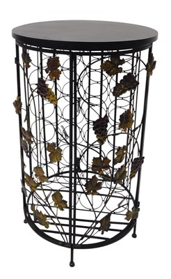 Lot 1520 - A wrought iron wine rack, the door painted...