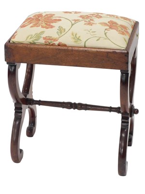 Lot 1523 - A 19thC mahogany stool, with X shaped supports,...