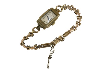 Lot 1052 - A mid century ladies 9ct gold cased wristwatch,...