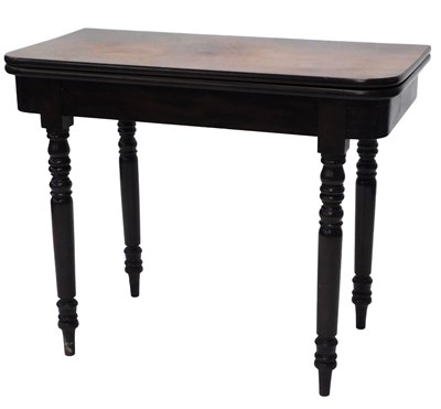 Lot 1538 - A 19thC mahogany fold over tea table, the...