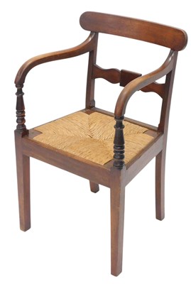 Lot 1557 - A 19thC mahogany elbow chair, with a bar back,...