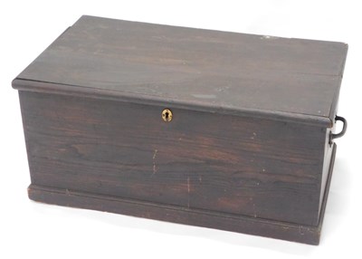 Lot 1564 - A stained pine blanket box, with metal side...