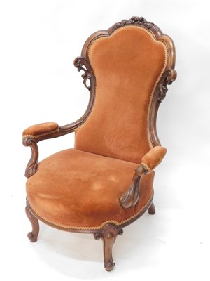 Lot 1570 - A Victorian walnut show frame open armchair,...