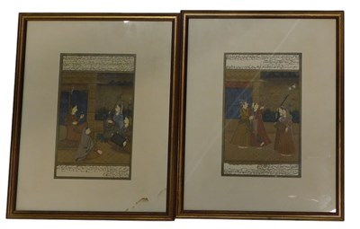 Lot 586 - 19thC Indian moghul school, figures in...