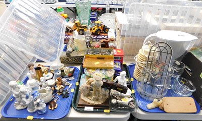 Lot 2031 - Ceramic porcelain figurines, metal ware...