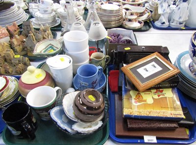 Lot 2057 - Cut glass decanters, ceramic wares including...